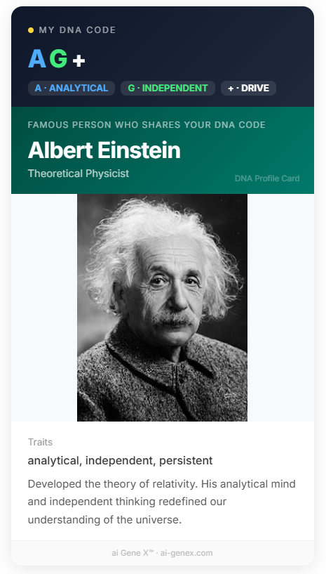 Albert Einstein DNA Code Card — AG+